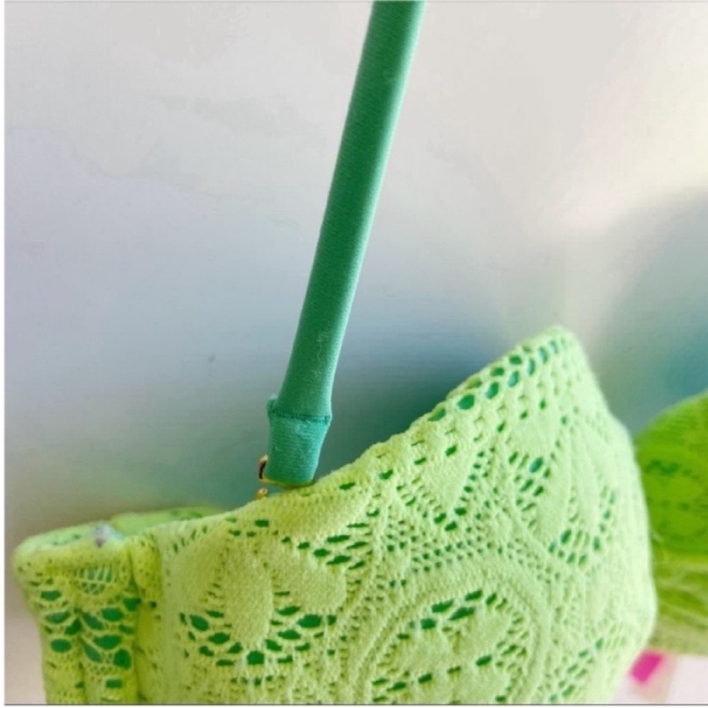 Victoria's Secret bikini top neon green lace halter - Picture 3 of 7